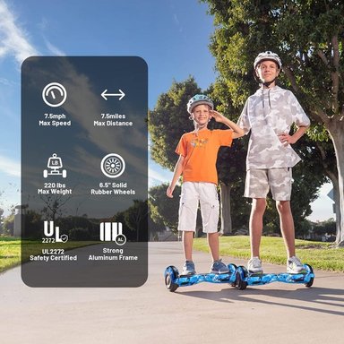 SCOOTER ELÉCTRICO LED Y MÚSICA SMART BALANCE HOVERBOARD SIMATE CELESTE - 4