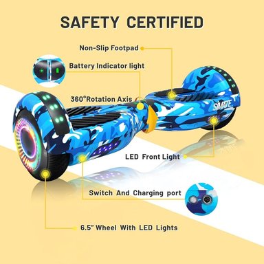 SCOOTER ELÉCTRICO LED Y MÚSICA SMART BALANCE HOVERBOARD SIMATE CELESTE - 5