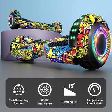 SCOOTER ELÉCTRICO LED Y MÚSICA SMART BALANCE HOVERBOARD SIMATE MULTICOLOR - 3