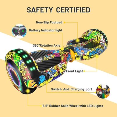 SCOOTER ELÉCTRICO LED Y MÚSICA SMART BALANCE HOVERBOARD SIMATE MULTICOLOR - 5