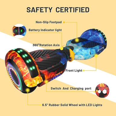 SCOOTER ELÉCTRICO LED Y MÚSICA SMART BALANCE HOVERBOARD SIMATE MULTICOLOR - 3