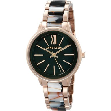 ANNE KLEIN AK/1413LBSV RELOJ PARA MUJER CON PULSERA DE RESINA | ORO ROSA/DARK