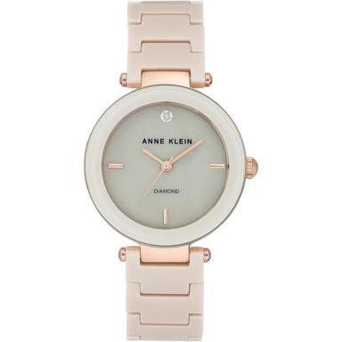 ANNE KLEIN AK/1018RGRD RELOJ PARA MUJER DE CERÁMICA CON DIAMANTE AUTÉNTICO | BRONCEADO/ORO ROSA
