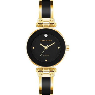 ANNE KLEIN AK/1980BKGB RELOJ PARA MUJER CON DIAMANTE Y PULSERA TIPO BRAZALETE | NEGRO/ORO
