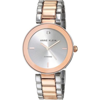 ANNE KLEIN AK/1362GNRG RELOJ PARA DAMA CON DIAMANTE GENUINO | PLATEADO/ORO ROSA
