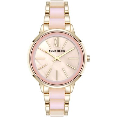 ANNE KLEIN AK/1413LBSV RELOJ PARA MUJER CON PULSERA DE RESINA | ORO/BLANCO