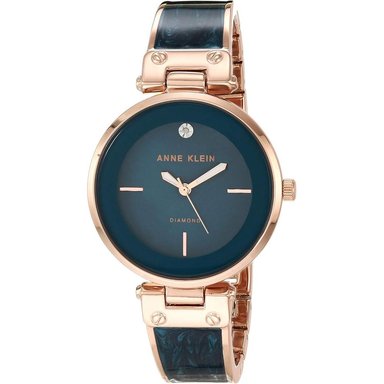 ANNE KLEIN AK/2512LPGB RELOJ PARA MUJER CON DIAMANTE AUTÉNTICO | VERDE AZULADO/ORO ROSA