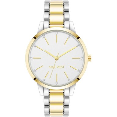 NINE WEST NW/2098CHGB RELOJ ELEGANTE PARA DAMA CON ESFERA FLORAL | PLATEADO/DORADO