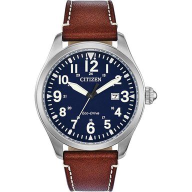 CITIZEN BM6838-09X RELOJ ECO-DRIVE GARRISON PARA HOMBRE CON CORREA DE CUERO | CORREA MARRÓN/AZUL