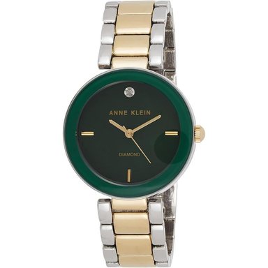 ANNE KLEIN AK/1362GNRG RELOJ PARA DAMA CON DIAMANTE GENUINO | PLATEADO/DORADO/VERDE