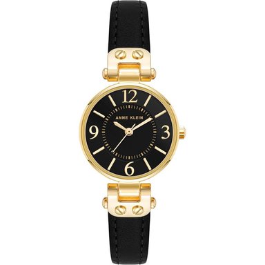 ANNE KLEIN 109442CHHY RELOJ PARA MUJER CON CORREA DE CUERO | NEGRO/ORO