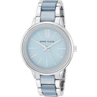 ANNE KLEIN AK/1413LBSV RELOJ PARA MUJER CON PULSERA DE RESINA | CELESTE/PLATEADO