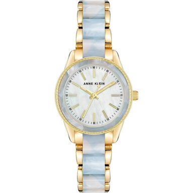 ANNE KLEIN AK/3212LPRG RELOJ DE PULSERA DE RESINA PARA MUJER | CELESTE/DORADO