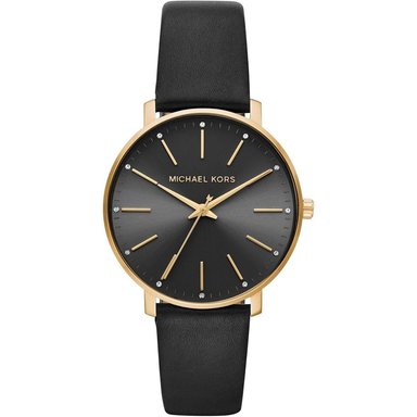 MICHAEL KORS PYPER RELOJ PARA MUJER CON CORREA DE CUERO | DORADO/NEGRO