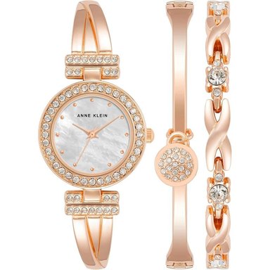 ANNE KLEIN AK/1868GBST RELOJ PARA MUJER CON CRISTALES Y SET DE PULSERAS | ORO ROSA