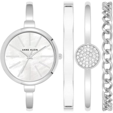 ANNE KLEIN AK/1470GNST RELOJ FEMENINO CON SET DE PULSERAS | PLATEADO
