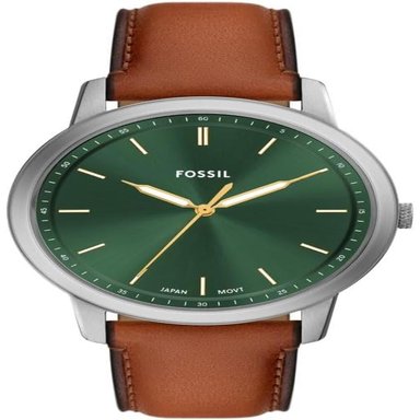 FOSSIL FS5459 RELOJ MINIMALISTA DE CUARZO PARA HOMBRE CON CORREA DE CUERO | CUERO MARRÓN/PLATA/AZUL