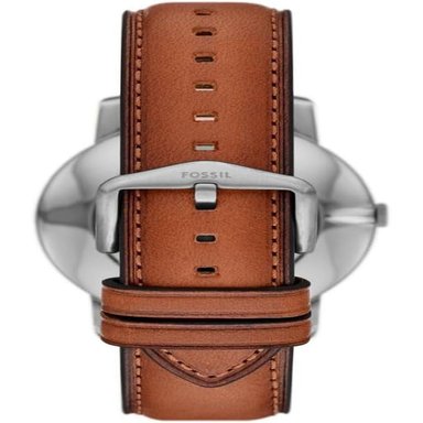 FOSSIL FS5459 RELOJ MINIMALISTA DE CUARZO PARA HOMBRE CON CORREA DE CUERO | CUERO MARRÓN/PLATA/AZUL - 3