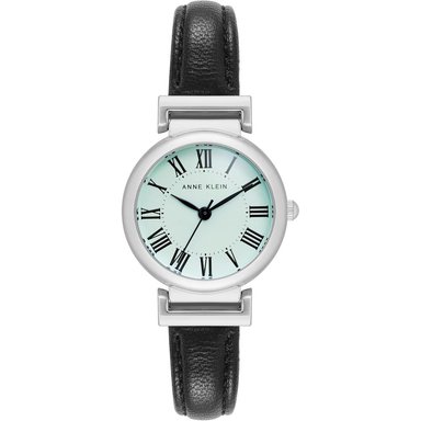 ANNE KLEIN AK/2246CRHY RELOJ PARA MUJER CUERO CORREA | NEGRO/PLATA/AGUAMARINA