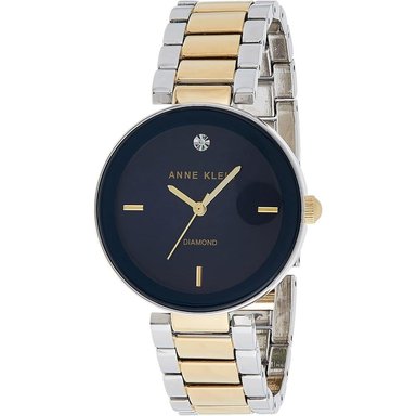 ANNE KLEIN AK/1362GNRG RELOJ PARA DAMA CON DIAMANTE GENUINO | PLATEADO/DORADO/AZUL MARINO