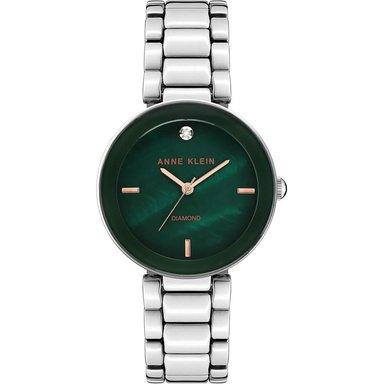 ANNE KLEIN AK/1362GNRG RELOJ PARA DAMA CON DIAMANTE GENUINO | VERDE/PLATEADO