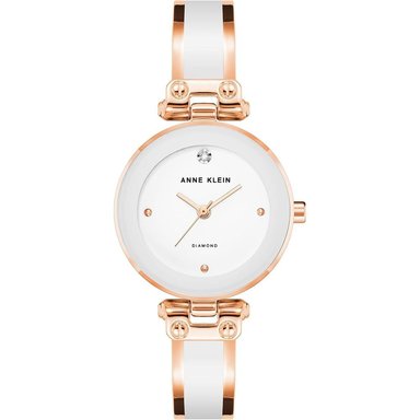 ANNE KLEIN AK/1980BKGB RELOJ PARA MUJER CON DIAMANTE Y PULSERA TIPO BRAZALETE | BLANCO/ORO ROSA