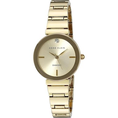 ANNE KLEIN AK/2434EMGB RELOJ CON DIAMANTE VERDADERO Y PULSERA PARA MUJER | ORO