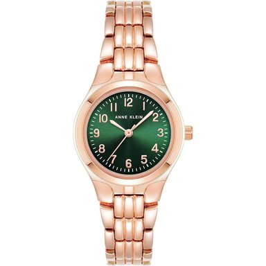 ANNE KLEIN 10/5491SVTT RELOJ PARA MUJER CON DISEÑO TIPO PULSERA | ORO ROSA/VERDE.