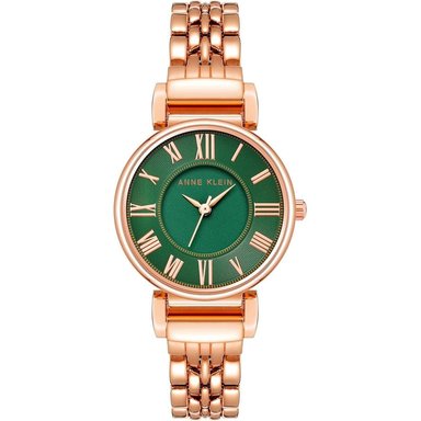 ANNE KLEIN AK/2159SVSV RELOJ PARA MUJER CON PULSERA METÁLICA | ORO ROSA/VERDE
