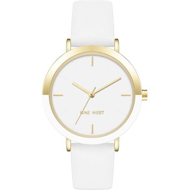 NINE WEST NW/2346GPGN RELOJ PARA DAMA CON CORREA CLÁSICA | BLANCO/DORADO