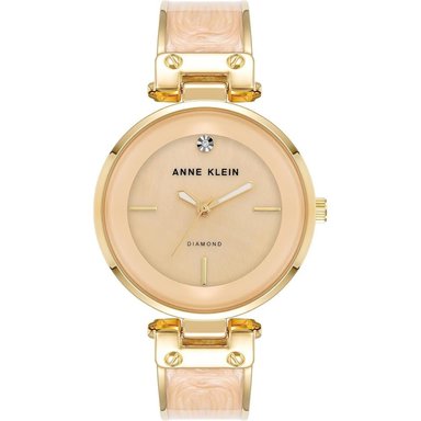 ANNE KLEIN AK/2512LPGB RELOJ PARA MUJER CON DIAMANTE AUTÉNTICO | CREMA/DORADO
