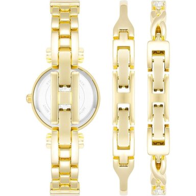 ANNE KLEIN AK/1868GBST RELOJ PARA MUJER CON CRISTALES Y SET DE PULSERAS | DORADO/NEGRO - 4
