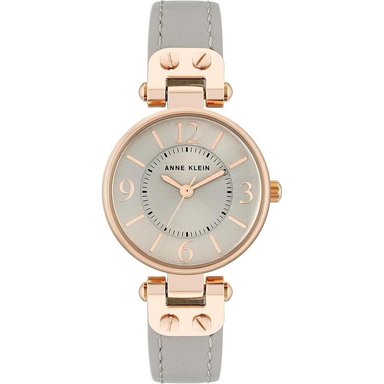 ANNE KLEIN 109442CHHY RELOJ PARA MUJER CON CORREA DE CUERO | GRIS PARDO/ORO ROSA.