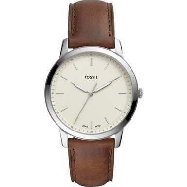 FOSSIL FS5459 RELOJ MINIMALISTA DE CUARZO PARA HOMBRE CON CORREA DE CUERO | SILVER/BROWN