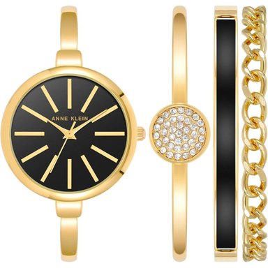 ANNE KLEIN AK/1470GNST RELOJ FEMENINO CON SET DE PULSERAS | ORO/NEGRO - 2