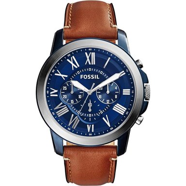 FOSSIL ME3099 RELOJ GRANT PARA HOMBRE CON CRONÓGRAFO Y CORREA DE CUERO | SILVER/BLUE