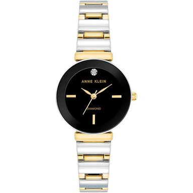 ANNE KLEIN AK/2434EMGB RELOJ CON DIAMANTE VERDADERO Y PULSERA PARA MUJER | PLATEADO/ORO/NEGRO