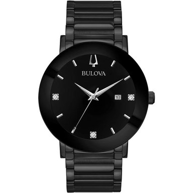 BULOVA 98D144 RELOJ DE CUARZO PARA HOMBRE CON DIAMANTE Y CRISTAL CONTINUO | NEGRO