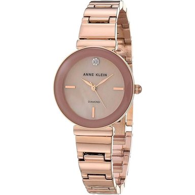ANNE KLEIN AK/2434EMGB RELOJ CON DIAMANTE VERDADERO Y PULSERA PARA MUJER | ORO ROSA/ROSADO