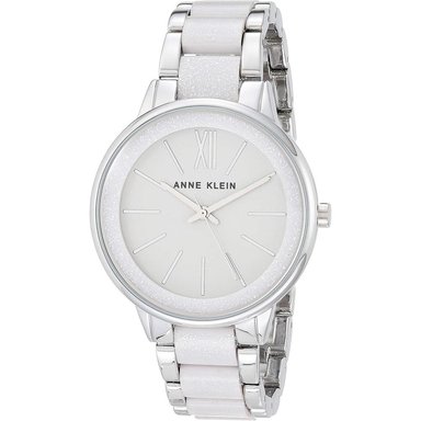 ANNE KLEIN AK/1413LBSV RELOJ PARA MUJER CON PULSERA DE RESINA | GRIS CLARO/PLATEADO