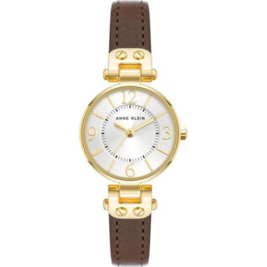ANNE KLEIN 109442CHHY RELOJ PARA MUJER CON CORREA DE CUERO | DORADO/MARRÓN