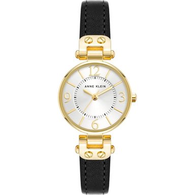 ANNE KLEIN 109442CHHY RELOJ PARA MUJER CON CORREA DE CUERO | NEGRO, DORADO (BLACK/GOLD-TONE) - 2