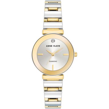 ANNE KLEIN AK/2434EMGB RELOJ CON DIAMANTE VERDADERO Y PULSERA PARA MUJER | PLATEADO/DORADO