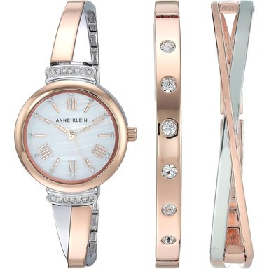 ANNE KLEIN AK/2245 RELOJ MUJER CON CRISTALES PREMIUM Y SET DE PULSERAS | ORO ROSA/PLATEADO
