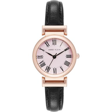 ANNE KLEIN AK/2246CRHY RELOJ PARA MUJER CUERO CORREA | NEGRO/ORO ROSA/ROSA