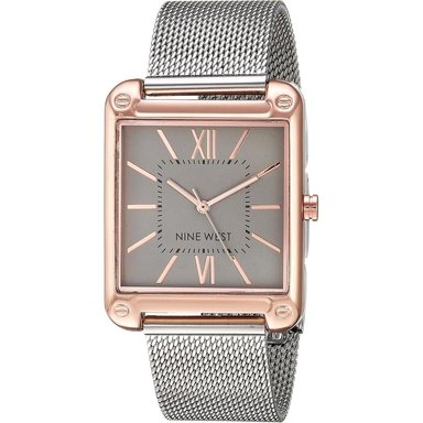 NINE WEST NW/2090CHGB RELOJ FEMENINO CON CORREA TIPO MALLA | PLATEADO/ORO ROSA