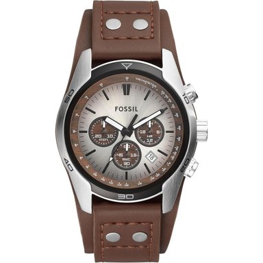 FOSSIL CH2565 RELOJ PARA HOMBRE COACHMAN CRONÓGRAFO CON ACERO Y CUERO | MARRÓN/BLANCO