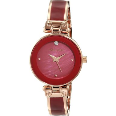 ANNE KLEIN AK/1980BKGB RELOJ PARA MUJER CON DIAMANTE Y PULSERA TIPO BRAZALETE | ORO ROSA/BORGOÑA
