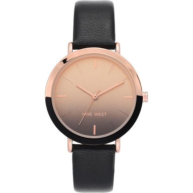 NINE WEST NW/2346GPGN RELOJ PARA DAMA CON CORREA CLÁSICA | NEGRO/ORO ROSA
