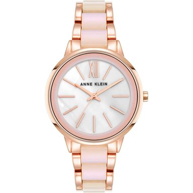 ANNE KLEIN AK/1413LBSV RELOJ PARA MUJER CON PULSERA DE RESINA | ORO ROSA/COBRE